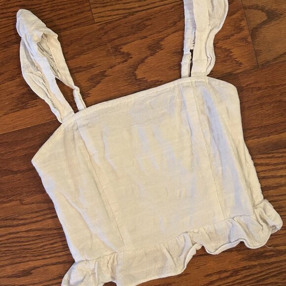 Do+Be Milkmaid Crop Top Ruffle Sleeve Smocked Size Small in pristine condition - Picture 2 of 11